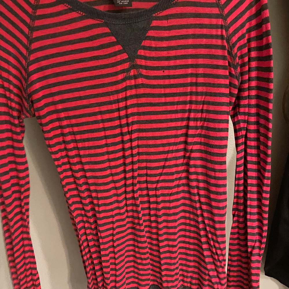 Red/gray striped long sleeve